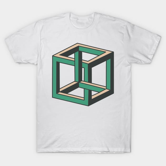 Impossible Cube Optical Illusion T-Shirt by ckrickett